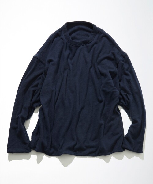 CAHLUMN(カウラム)の「CAHLUMN/カウラム Cashmere Wool Sweatshirt/カシミヤ ウール スウェットシャツ(Tシャツ/カットソー・メンズ・ネイビー/チャコールグレー・XX-LARGE/X-LARGE/LARGE/MEDIUM)」の4枚目の写真