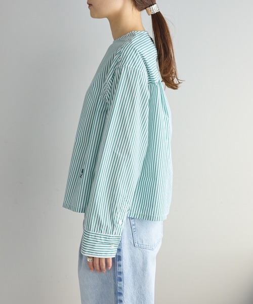 PUAL CE CIN（ピュアルセシン）の「ジャパンメイドワンポイントロゴ刺繍プルオーバーブラウス（シャツ/ブラウス・レディース・ブルー系/グリーン系/オフホワイト・FREE）」の19枚目の写真