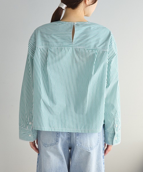 PUAL CE CIN（ピュアルセシン）の「ジャパンメイドワンポイントロゴ刺繍プルオーバーブラウス（シャツ/ブラウス・レディース・ブルー系/グリーン系/オフホワイト・FREE）」の20枚目の写真