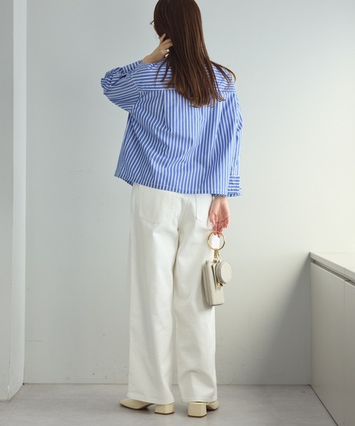 PUAL CE CIN（ピュアルセシン）の「ジャパンメイドワンポイントロゴ刺繍プルオーバーブラウス（シャツ/ブラウス・レディース・ブルー系/グリーン系/オフホワイト・FREE）」の17枚目の写真