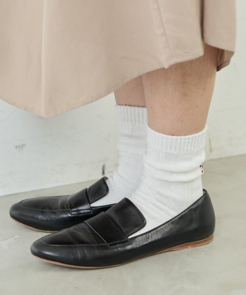 Libra Cue（リブラ キュー）の「バックポイントリブソックス（ソックス/靴下・レディース・アイボリー/ブラック/カーキ/ホワイト・FREE）」の6枚目の写真