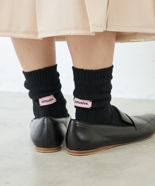 Libra Cue（リブラ キュー）の「バックポイントリブソックス（ソックス/靴下・レディース・アイボリー/ブラック/カーキ/ホワイト・FREE）」の12枚目の写真