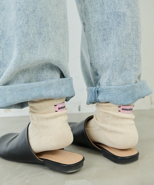 Libra Cue（リブラ キュー）の「バックポイントリブソックス（ソックス/靴下・レディース・アイボリー/ブラック/カーキ/ホワイト・FREE）」の8枚目の写真