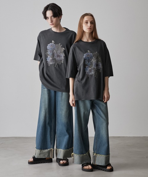 セール】【CLEL】Vintage Design Short Sleeve Pigment Print T
