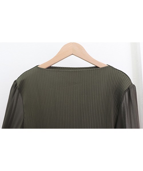 Miniministore（ミニミニストア）の「プリーツ ワンピース ウエストマーク上品（ドレス・レディース・サーモンピンク/ダークパープル/カーキ/ブラック/イエロー/ベージュ/ミント/パープル/ライトブラウン・FREE）」の11枚目の写真
