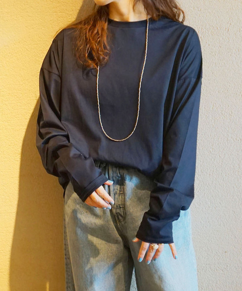 JOURNAL STANDARD LUXE(ジャーナルスタンダード ラックス)の「コンパクトジャージー クルーネック-Big-プルオーバー(Tシャツ/カットソー・レディース・チャコールグレー/ネイビー/ホワイト・FREE)」の3枚目の写真