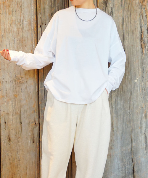 JOURNAL STANDARD LUXE(ジャーナルスタンダード ラックス)の「コンパクトジャージー クルーネック-Big-プルオーバー(Tシャツ/カットソー・レディース・チャコールグレー/ネイビー/ホワイト・FREE)」の7枚目の写真