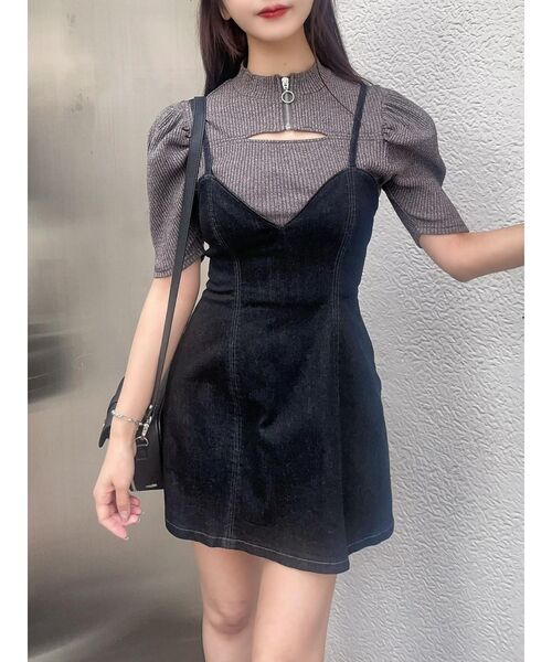 EATME（イートミー）の「デニムジャンスカ（ジャンパースカート・レディース・ライトブルー/ブラック/ブルー・SMALL/MEDIUM）」の2枚目の写真