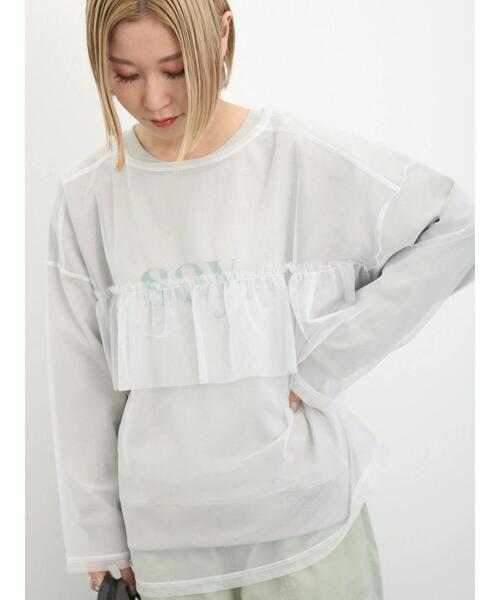 Samansa Mos2 blue(サマンサモスモスブルー)の「前後2WAYチュールフリルプルオーバー(Tシャツ/カットソー・レディース・オフホワイト/グレー/ブラック・F)」の10枚目の写真