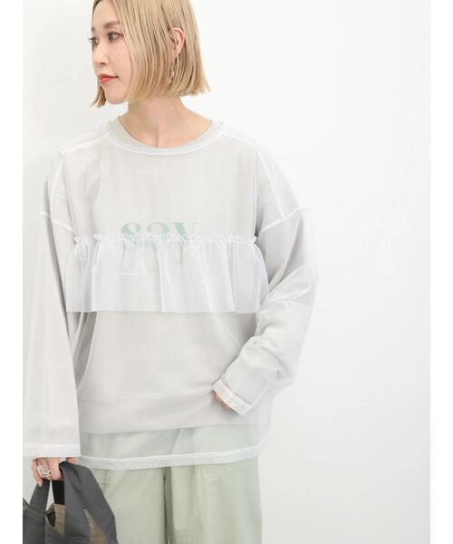 Samansa Mos2 blue(サマンサモスモスブルー)の「前後2WAYチュールフリルプルオーバー(Tシャツ/カットソー・レディース・オフホワイト/グレー/ブラック・F)」の11枚目の写真