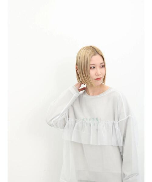 Samansa Mos2 blue(サマンサモスモスブルー)の「前後2WAYチュールフリルプルオーバー(Tシャツ/カットソー・レディース・オフホワイト/グレー/ブラック・F)」の12枚目の写真