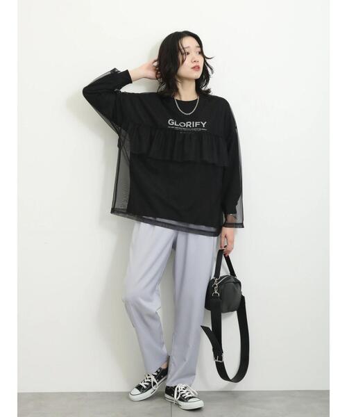 Samansa Mos2 blue(サマンサモスモスブルー)の「前後2WAYチュールフリルプルオーバー(Tシャツ/カットソー・レディース・オフホワイト/グレー/ブラック・F)」の18枚目の写真