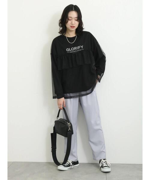 Samansa Mos2 blue(サマンサモスモスブルー)の「前後2WAYチュールフリルプルオーバー(Tシャツ/カットソー・レディース・オフホワイト/グレー/ブラック・F)」の19枚目の写真