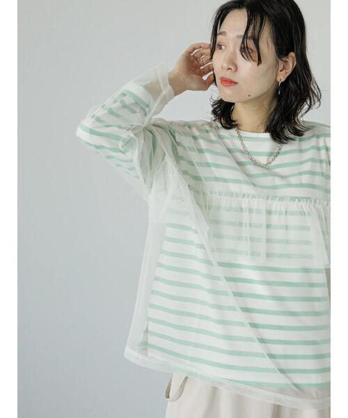 Samansa Mos2 blue(サマンサモスモスブルー)の「前後2WAYチュールフリルプルオーバー(Tシャツ/カットソー・レディース・オフホワイト/グレー/ブラック・F)」の20枚目の写真