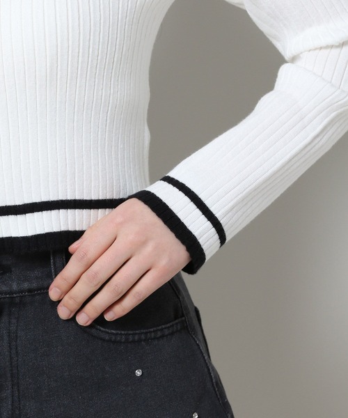 3.3 Field Trip （3.3フィールドトリップ）の「3.3 Field Trip／リブZIPカーディガン（カーディガン/ボレロ・レディース・ブラック/ホワイト・FREE）」の15枚目の写真