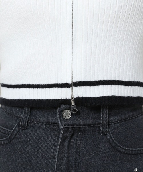 3.3 Field Trip （3.3フィールドトリップ）の「3.3 Field Trip／リブZIPカーディガン（カーディガン/ボレロ・レディース・ブラック/ホワイト・FREE）」の16枚目の写真