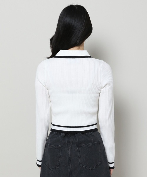3.3 Field Trip （3.3フィールドトリップ）の「3.3 Field Trip／リブZIPカーディガン（カーディガン/ボレロ・レディース・ブラック/ホワイト・FREE）」の12枚目の写真