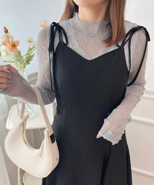 apres jour（アプレジュール）の「指開きハイネックレースインナー【ZOZOTOWN限定アイテム】（Tシャツ/カットソー・レディース・オフホワイト/ブラック/サックスブルー/ピンク・X-LARGE/フリー）」の21枚目の写真