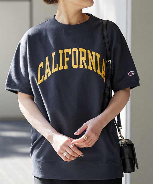 Champion（チャンピオン）の「【Champion/チャンピオン】別注 SHORT SLEEVE CREW NECK SWEAT（スウェット・レディース・チャコールグレー/ネイビー/グリーン/アイボリー・FREE）」の4枚目の写真