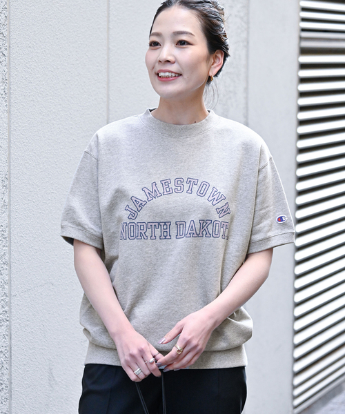 Champion（チャンピオン）の「【Champion/チャンピオン】別注 SHORT SLEEVE CREW NECK SWEAT（スウェット・レディース・チャコールグレー/ネイビー/グリーン/アイボリー・FREE）」の8枚目の写真