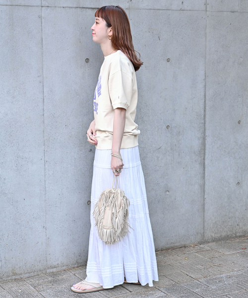 Champion（チャンピオン）の「【Champion/チャンピオン】別注 SHORT SLEEVE CREW NECK SWEAT（スウェット・レディース・チャコールグレー/ネイビー/グリーン/アイボリー・FREE）」の13枚目の写真