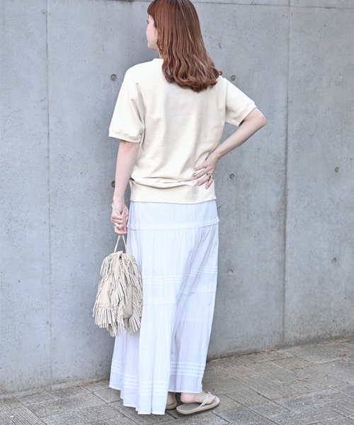 Champion（チャンピオン）の「【Champion/チャンピオン】別注 SHORT SLEEVE CREW NECK SWEAT（スウェット・レディース・チャコールグレー/ネイビー/グリーン/アイボリー・FREE）」の14枚目の写真