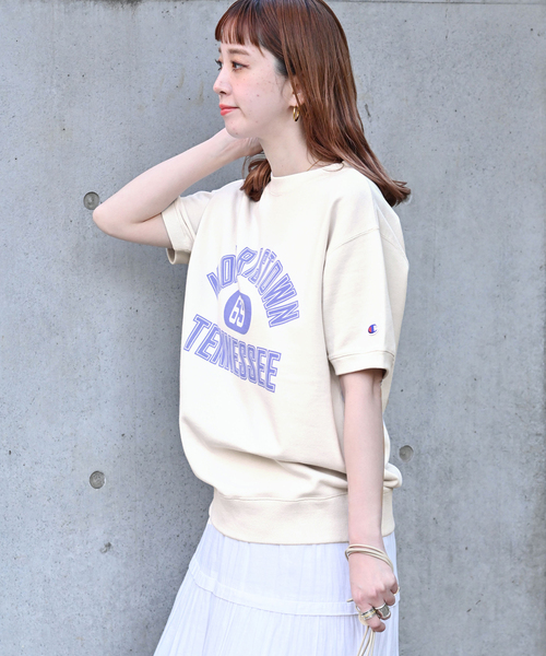Champion（チャンピオン）の「【Champion/チャンピオン】別注 SHORT SLEEVE CREW NECK SWEAT（スウェット・レディース・チャコールグレー/ネイビー/グリーン/アイボリー・FREE）」の16枚目の写真