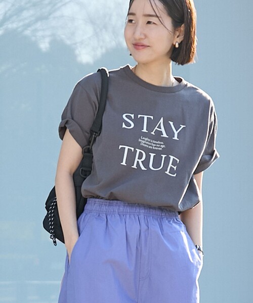 coen（コーエン）の「USAコットンロゴTシャツ（Tシャツ/カットソー・レディース・オフホワイト/ダークグレー/ベージュ・M/L）」の2枚目の写真