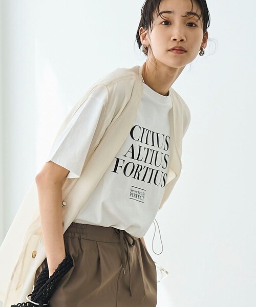 coen（コーエン）の「USAコットンロゴTシャツ（Tシャツ/カットソー・レディース・オフホワイト/ダークグレー/ベージュ・M/L）」の4枚目の写真