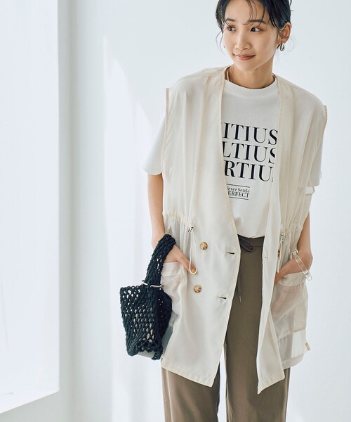 coen（コーエン）の「USAコットンロゴTシャツ（Tシャツ/カットソー・レディース・オフホワイト/ダークグレー/ベージュ・M/L）」の5枚目の写真