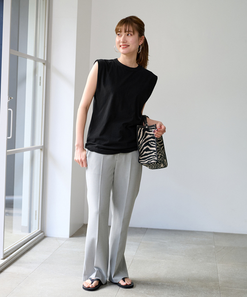 FRAMeWORK(フレームワーク)の「ATON/エイトン FRESCA SINGLE JERSEY TANKTOP(Tシャツ/カットソー・レディース・ブラック/ライトグレー/イエロー・FREE)」の4枚目の写真