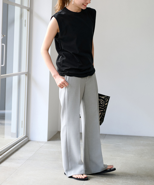 FRAMeWORK(フレームワーク)の「ATON/エイトン FRESCA SINGLE JERSEY TANKTOP(Tシャツ/カットソー・レディース・ブラック/ライトグレー/イエロー・FREE)」の6枚目の写真