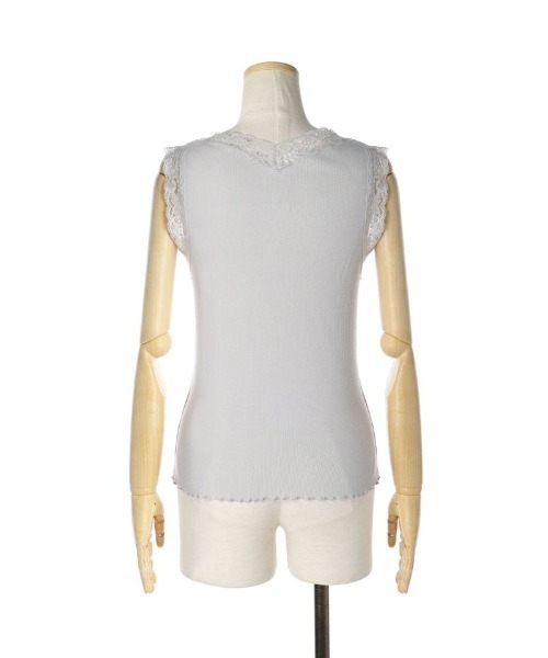 F i.n.t（フィント）の「レース使いテレコタンクトップ/F&A/fint　フィント（タンクトップ・レディース・ライトグレー/ライトピンク/アイボリー・FREE）」の4枚目の写真