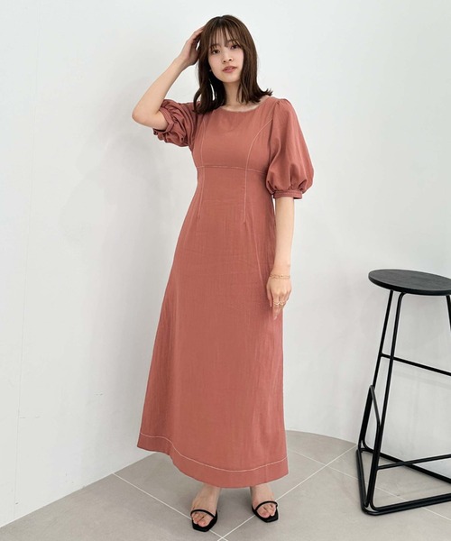 archives(アルシーヴ)の「バックリボン配色ステッチワンピース(ワンピース・レディース・テラコッタ/アイボリー/ブラック・MEDIUM)」の14枚目の写真