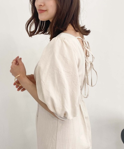 archives(アルシーヴ)の「バックリボン配色ステッチワンピース(ワンピース・レディース・テラコッタ/アイボリー/ブラック・MEDIUM)」の10枚目の写真