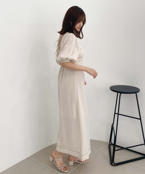 archives(アルシーヴ)の「バックリボン配色ステッチワンピース(ワンピース・レディース・テラコッタ/アイボリー/ブラック・MEDIUM)」の6枚目の写真