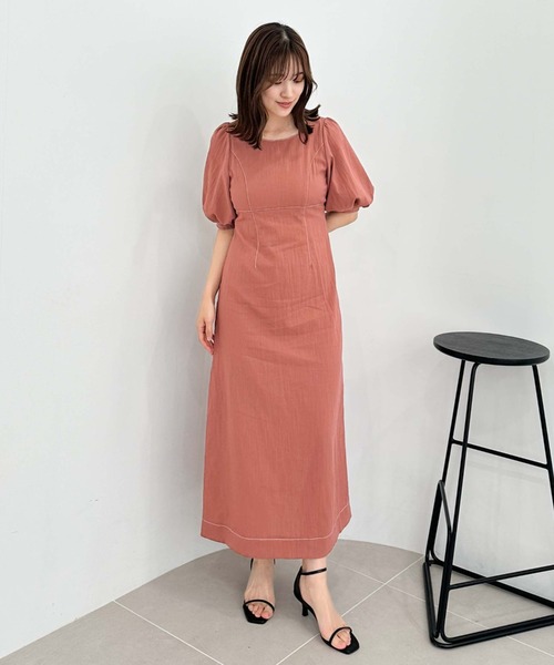 archives(アルシーヴ)の「バックリボン配色ステッチワンピース(ワンピース・レディース・テラコッタ/アイボリー/ブラック・MEDIUM)」の13枚目の写真