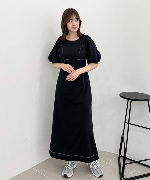 archives(アルシーヴ)の「バックリボン配色ステッチワンピース(ワンピース・レディース・テラコッタ/アイボリー/ブラック・MEDIUM)」の20枚目の写真