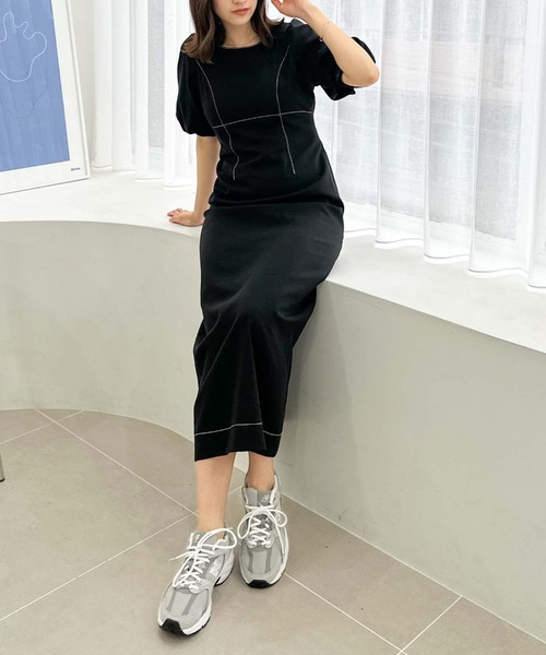 archives(アルシーヴ)の「バックリボン配色ステッチワンピース(ワンピース・レディース・テラコッタ/アイボリー/ブラック・MEDIUM)」の22枚目の写真