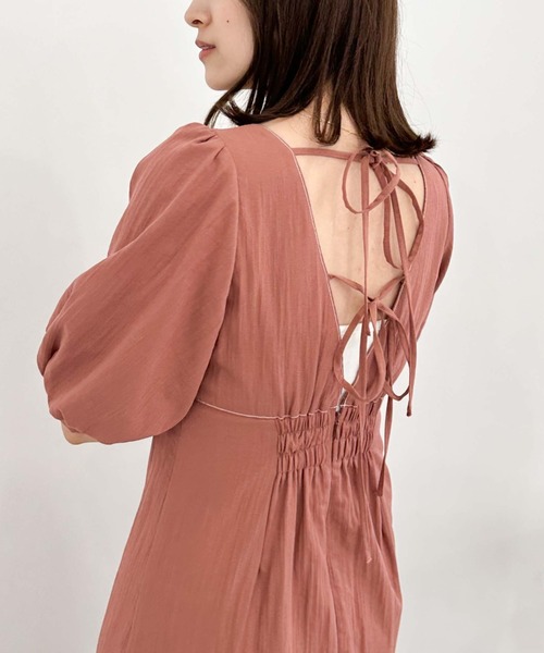 archives(アルシーヴ)の「バックリボン配色ステッチワンピース(ワンピース・レディース・テラコッタ/アイボリー/ブラック・MEDIUM)」の17枚目の写真