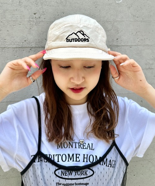 CLEA（クレア）の「フロント刺繍ジェットキャップ（キャップ・レディース・ブラック/アイボリー/カーキ・FREE）」の4枚目の写真