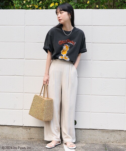 FREAK'S STORE（フリークスストア）の「ガーフィールド プリントTシャツ（Tシャツ/カットソー・レディース・イエロー/チャコール/オフホワイト・ﾌﾘ-）」の4枚目の写真