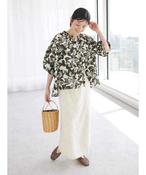CRAFT STANDARD BOUTIQUE（クラフトスタンダードブティック）の「インド綿アソート柄シャツチュニック（チュニック・レディース・ブラック/アイボリー・FREE）」の21枚目の写真