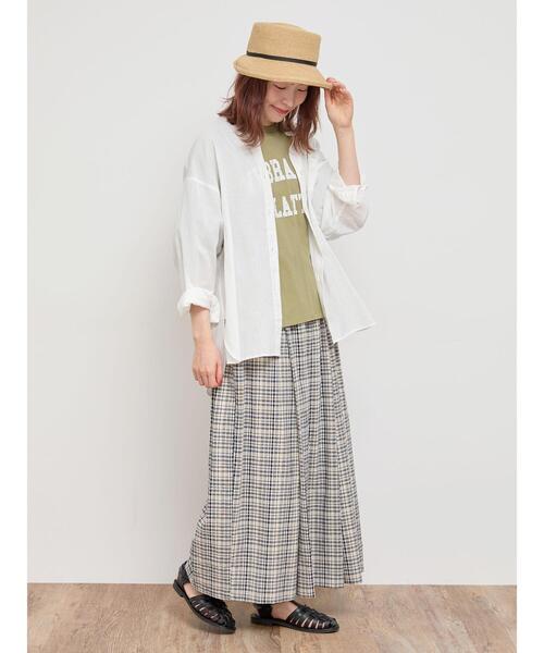 Samansa Mos2（サマンサ モスモス）の「【UVカット/接触冷感】バンドカラーゆるシャツ（シャツ/ブラウス・レディース・ブラック/オフホワイト/オレンジ/ブルー/グリーン・F）」の19枚目の写真