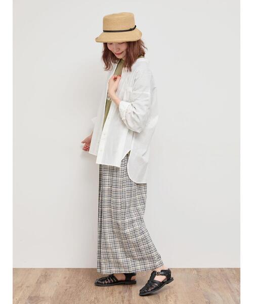 Samansa Mos2（サマンサ モスモス）の「【UVカット/接触冷感】バンドカラーゆるシャツ（シャツ/ブラウス・レディース・ブラック/オフホワイト/オレンジ/ブルー/グリーン・F）」の20枚目の写真