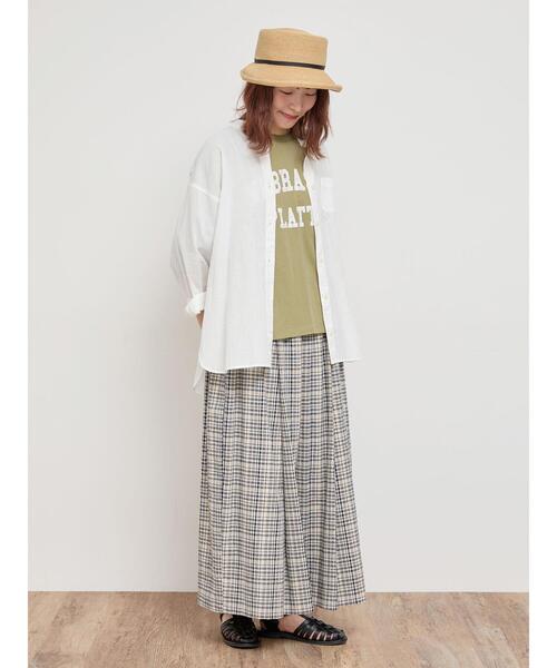 Samansa Mos2（サマンサ モスモス）の「【UVカット/接触冷感】バンドカラーゆるシャツ（シャツ/ブラウス・レディース・ブラック/オフホワイト/オレンジ/ブルー/グリーン・F）」の21枚目の写真