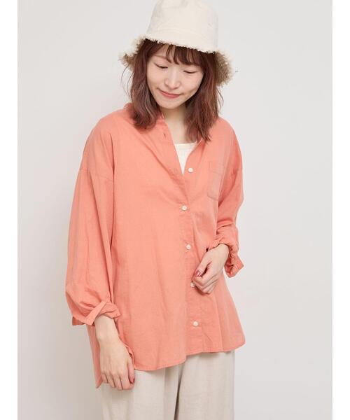 Samansa Mos2（サマンサ モスモス）の「【UVカット/接触冷感】バンドカラーゆるシャツ（シャツ/ブラウス・レディース・ブラック/オフホワイト/オレンジ/ブルー/グリーン・F）」の22枚目の写真