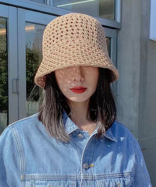 CORNERS(コーナーズ)の「透かし編みペーパーバケットハット(ハット・レディース・ブラック/ライトベージュ/ベージュ・FREE)」の3枚目の写真