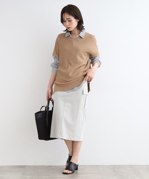 INDIVI(インディヴィ)の「◆【SETUP可能】麻混ストレッチ カーゴスカート(スカート・レディース・ブラック/ブルー系8/ライトグレー系3/ベージュ系3・05/13/15 /19/36/38/40/03)」の11枚目の写真