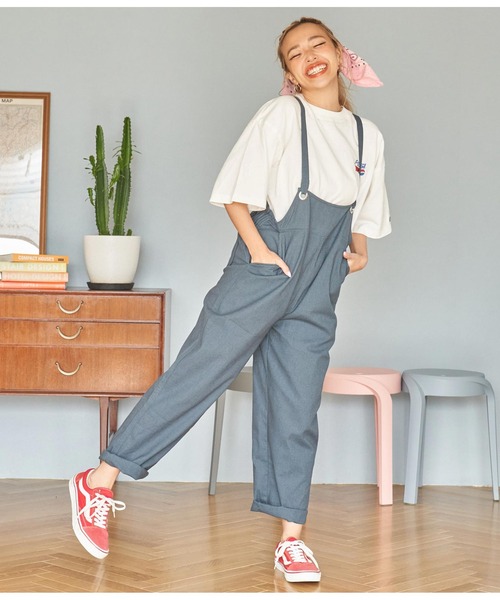 anap mimpi(アナップミンピ)の「ハイウエスト サスペンダー サロペット パンツ(サロペット/オーバーオール・レディース・アイボリー/カーキ/ネイビー・FREE)」の3枚目の写真